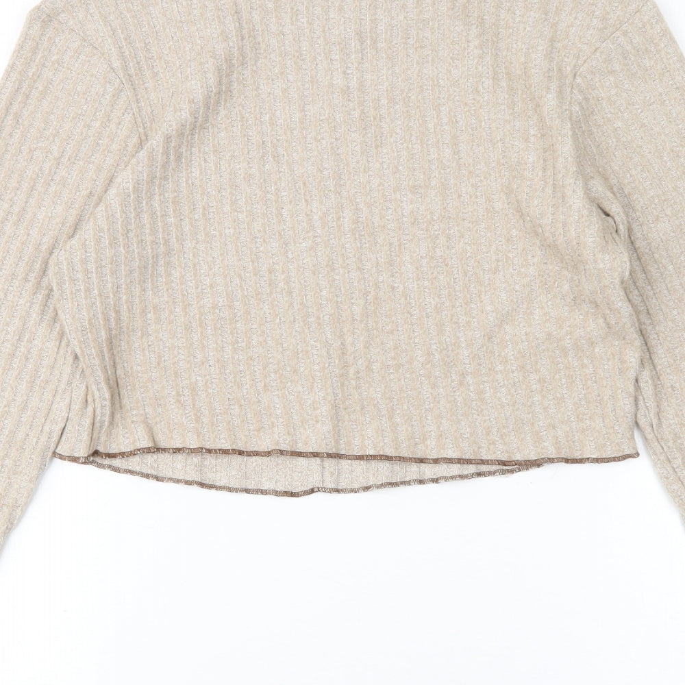 Primark Womens Beige Round Neck  Polyester Pullover Jumper Size M