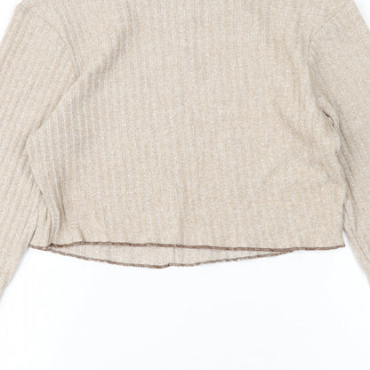 Primark Womens Beige Round Neck  Polyester Pullover Jumper Size M