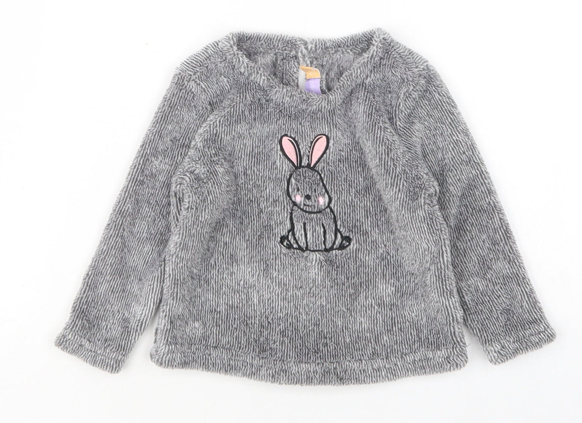 Additional front view of Lilly&Dan girls’ grey polyester jumper, size 6-9, months