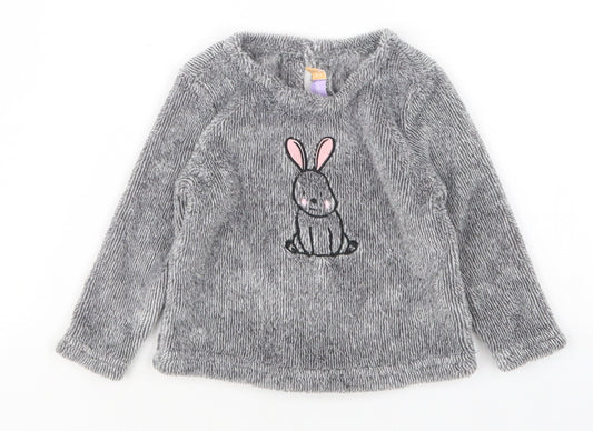 Lilly&Dan Girls Grey  Polyester Pullover Jumper Size 6-9 Months
