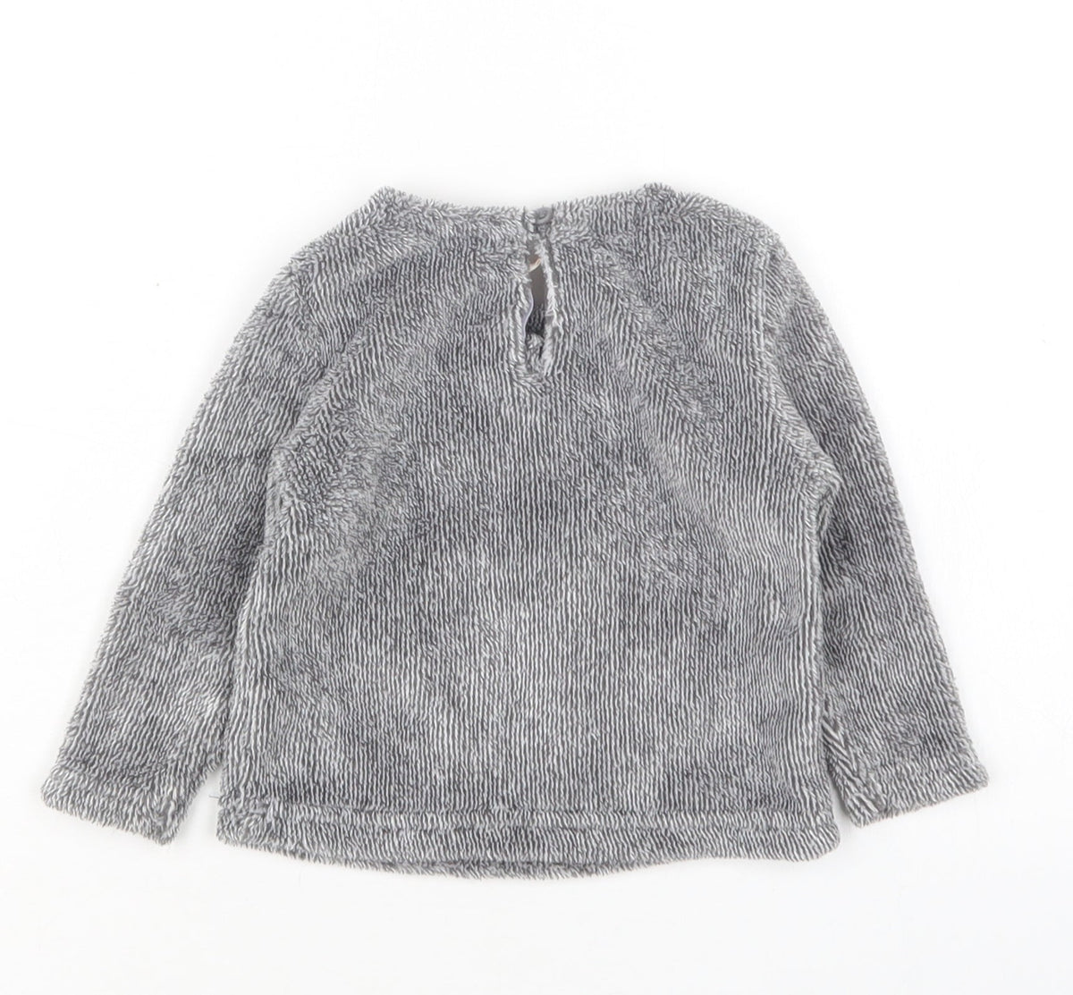 Back view of Lilly&Dan girls’ grey polyester jumper, size 6-9, months