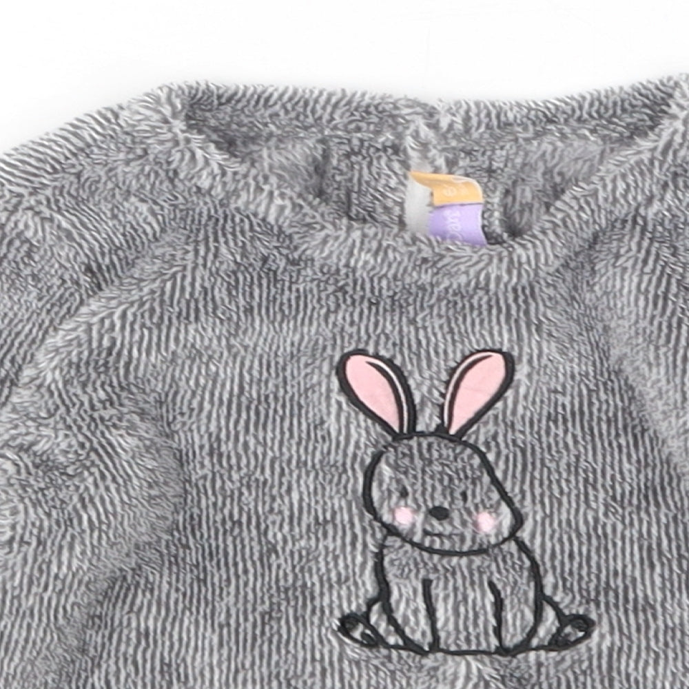 Close-up detail of Lilly&Dan girls’ grey polyester jumper, size 6-9, months