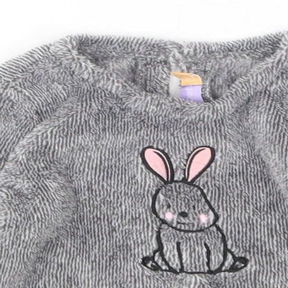 Close-up detail of Lilly&Dan girls’ grey polyester jumper, size 6-9, months