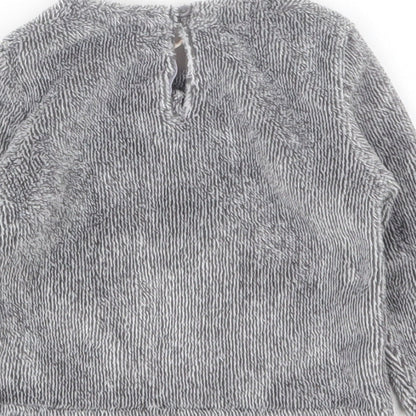 Brand and care label for Lilly&Dan girls’ grey polyester jumper, size 6-9, months