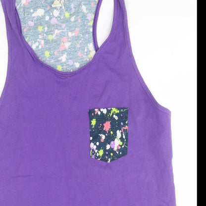 Womens UK Size M Preworn Blue Basic Tank