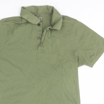 Easy Mens Green  Cotton  Polo Size S Collared