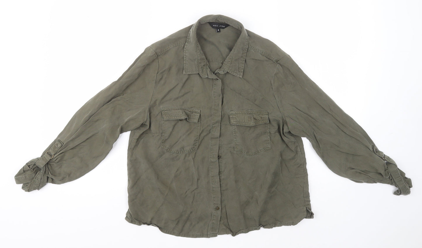 Womens UK Size 10 New Look Brown Basic Button-Up