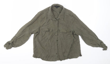 Womens UK Size 10 New Look Brown Basic Button-Up
