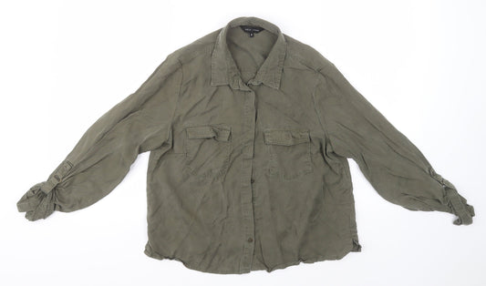 Womens UK Size 10 New Look Brown Basic Button-Up