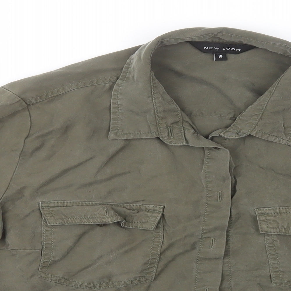 Womens UK Size 10 New Look Brown Basic Button-Up
