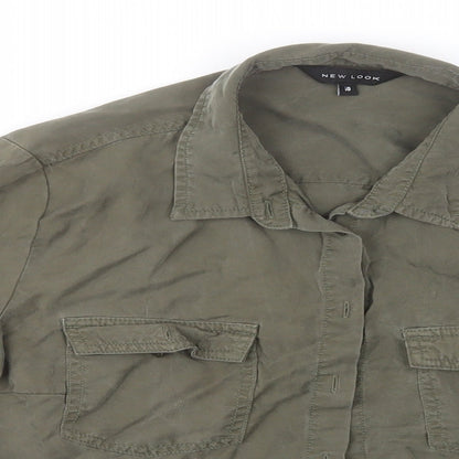Womens UK Size 10 New Look Brown Basic Button-Up