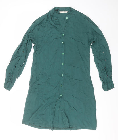 Additional front view of Miss Antalya women’s grey basic button-up, size UK 10, collared
