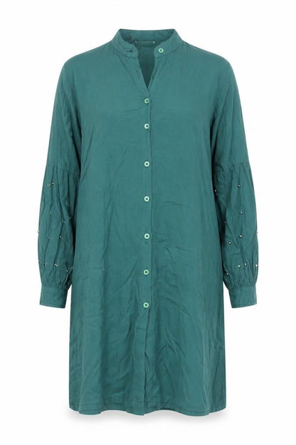 Front view of Miss Antalya women’s grey basic button-up, size UK 10, collared