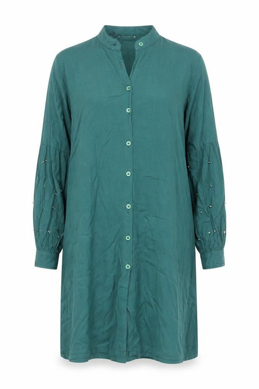 Front view of Miss Antalya women’s grey basic button-up, size UK 10, collared