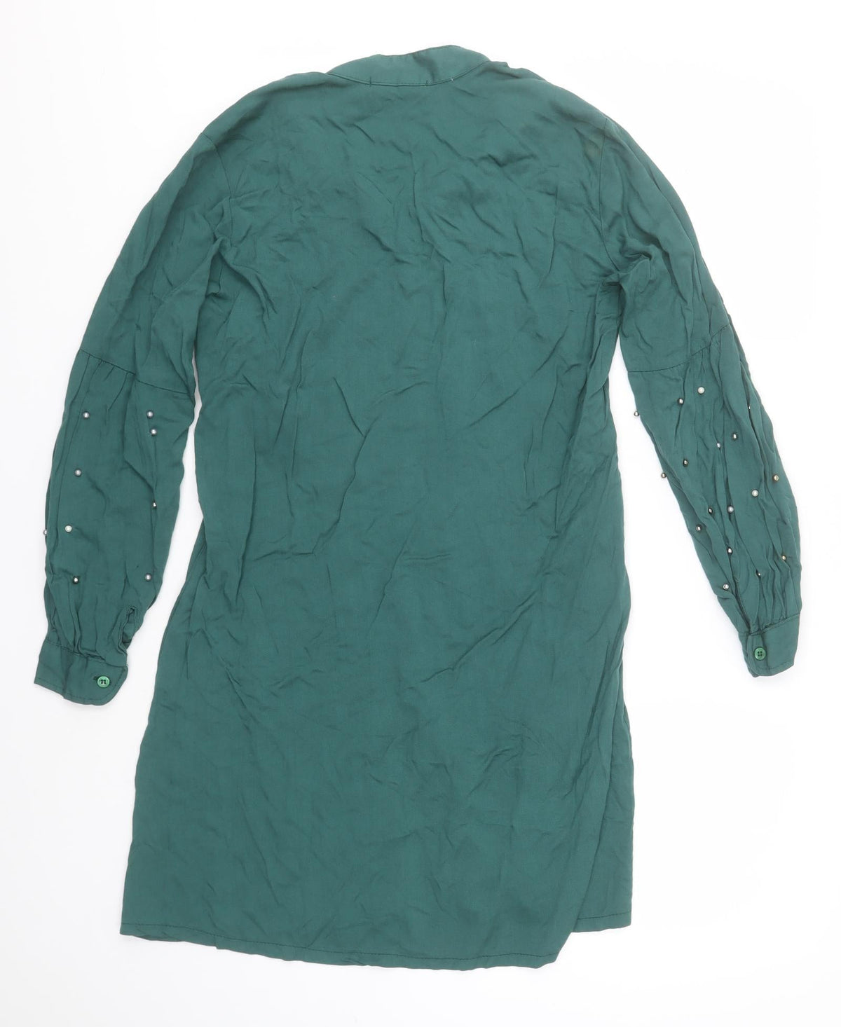 Back view of Miss Antalya women’s grey basic button-up, size UK 10, collared