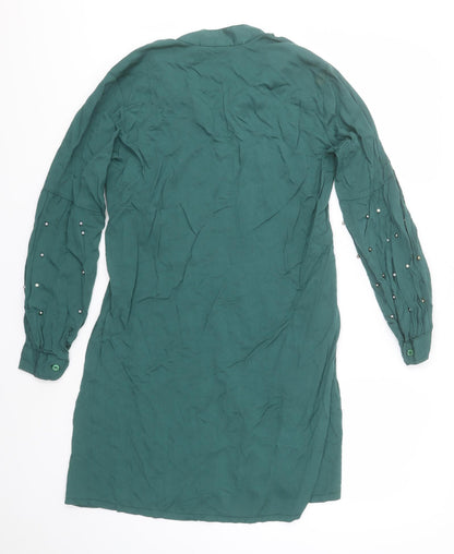 Back view of Miss Antalya women’s grey basic button-up, size UK 10, collared