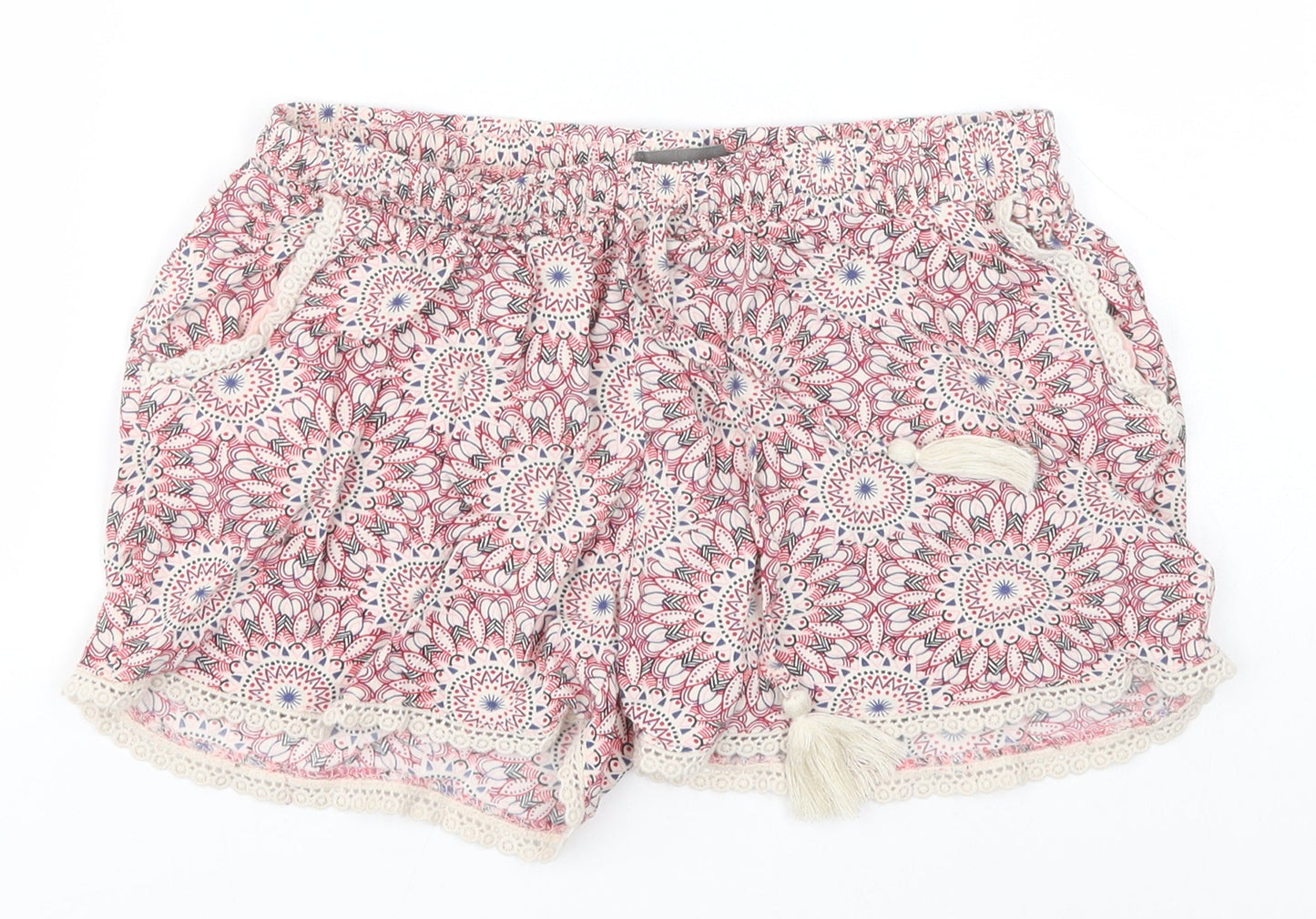 Primark Womens White Paisley Viscose Sailor Shorts Size 6  Regular