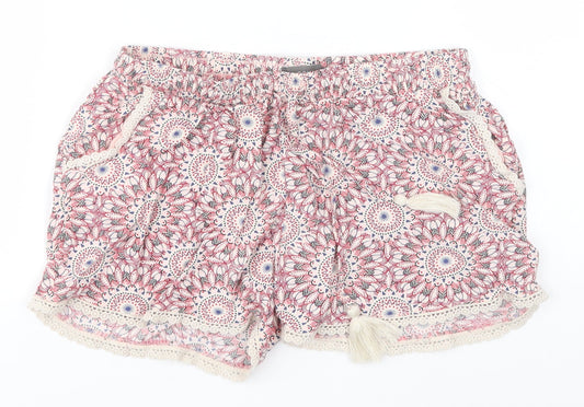 Primark Womens White Paisley Viscose Sailor Shorts Size 6  Regular