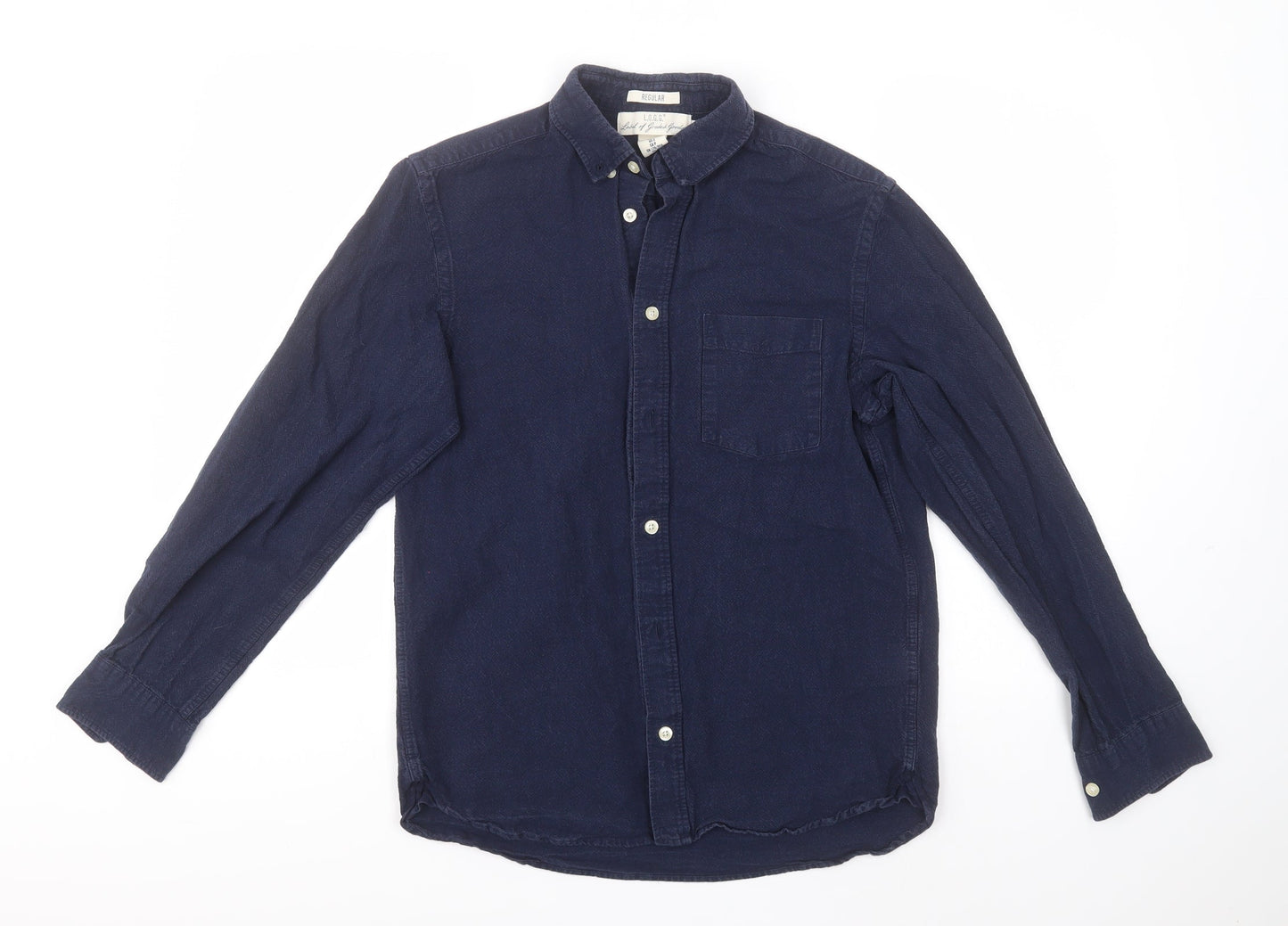 Mens UK Size S H&M Blue  Button-Up Long Sleeve Casual Shirt