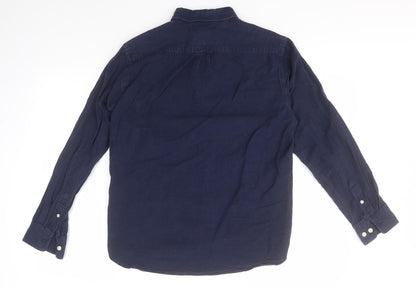 Mens UK Size S H&M Blue  Button-Up Long Sleeve Casual Shirt