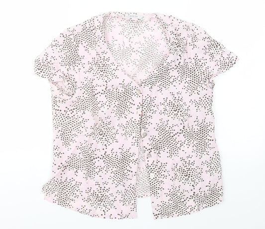 Womens UK Size 14 Gold Pink Basic Button-Up