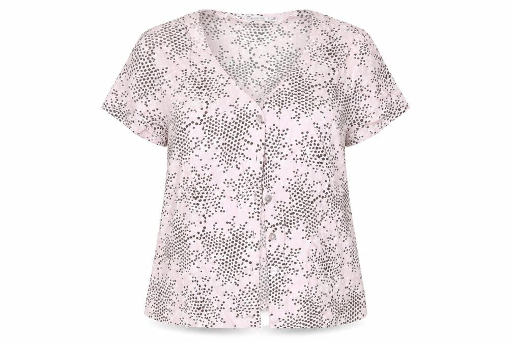 Womens UK Size 14 Gold Pink Basic Button-Up