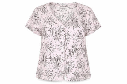 Womens UK Size 14 Gold Pink Basic Button-Up