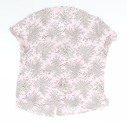 Womens UK Size 14 Gold Pink Basic Button-Up