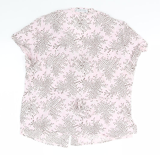 Womens UK Size 14 Gold Pink Basic Button-Up