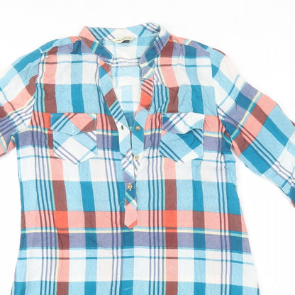 Preworn Womens Blue Plaid Viscose T-Shirt Dress  Size S  Round Neck