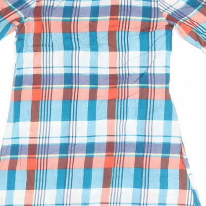 Preworn Womens Blue Plaid Viscose T-Shirt Dress  Size S  Round Neck