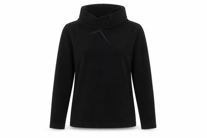 Front view of Campri women’s black roll neck polyester jumper, size UK 10