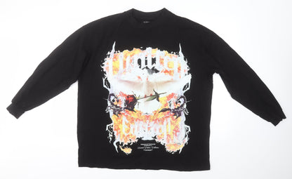 Boohoo Mens Black Round Neck  Cotton Pullover Jumper Size M   - Limited Edition