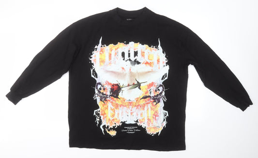 Boohoo Mens Black Round Neck  Cotton Pullover Jumper Size M   - Limited Edition