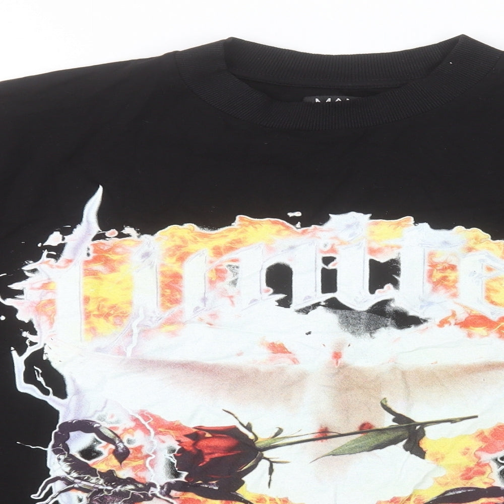 Boohoo Mens Black Round Neck  Cotton Pullover Jumper Size M   - Limited Edition