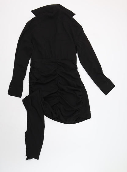 Nasty Gal Womens Black  Polyester Bodycon  Size 10  Collared Zip