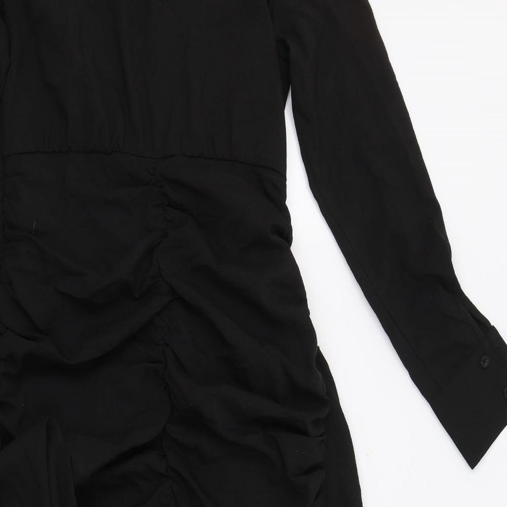 Nasty Gal Womens Black  Polyester Bodycon  Size 10  Collared Zip