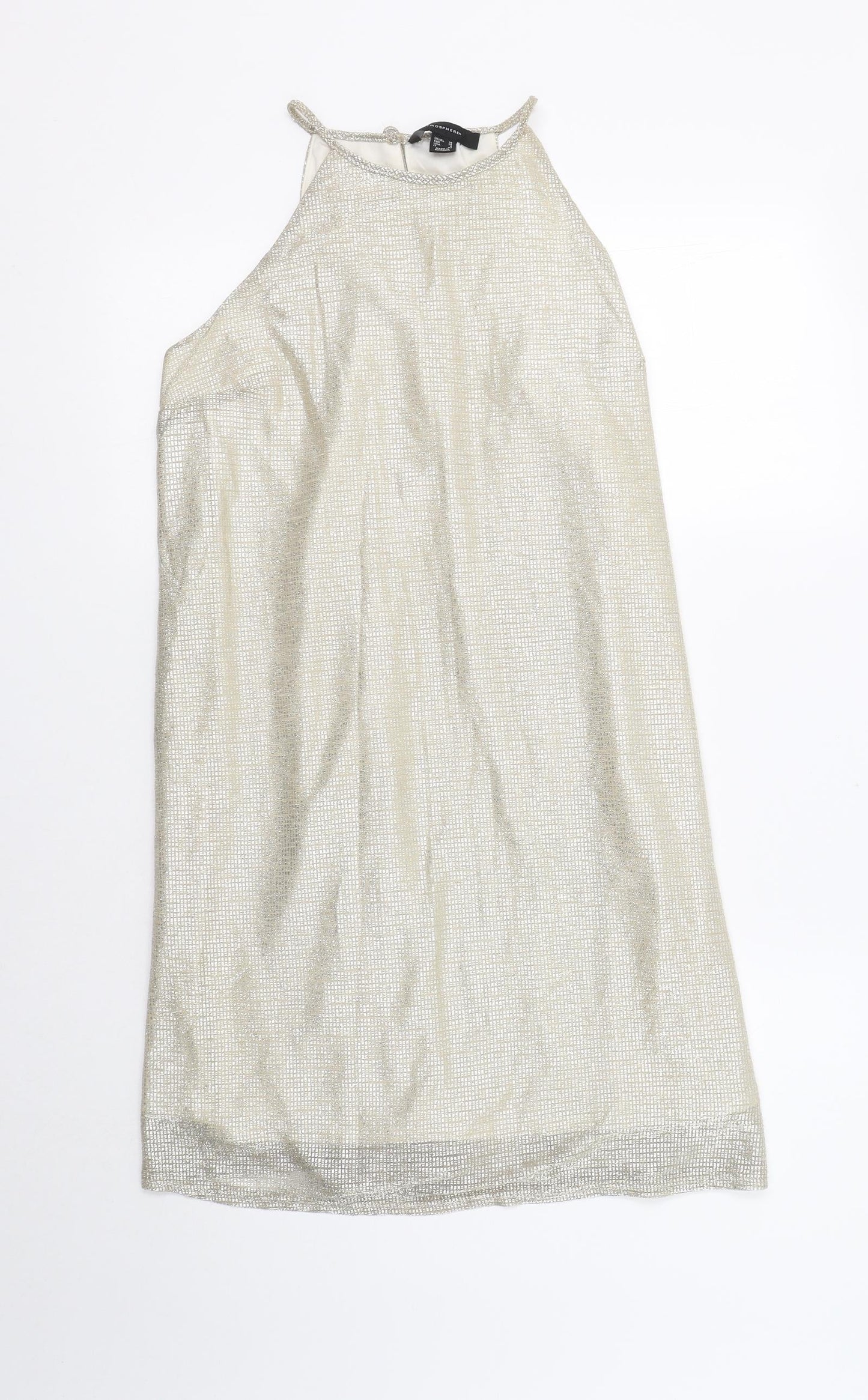 Primark Womens Gold  Polyester Tank Dress  Size 10  Round Neck Button