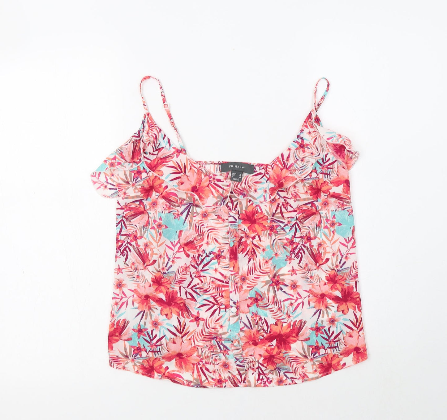 Primark Womens Multicoloured Floral Polyester Camisole Blouse Size 8 Round Neck