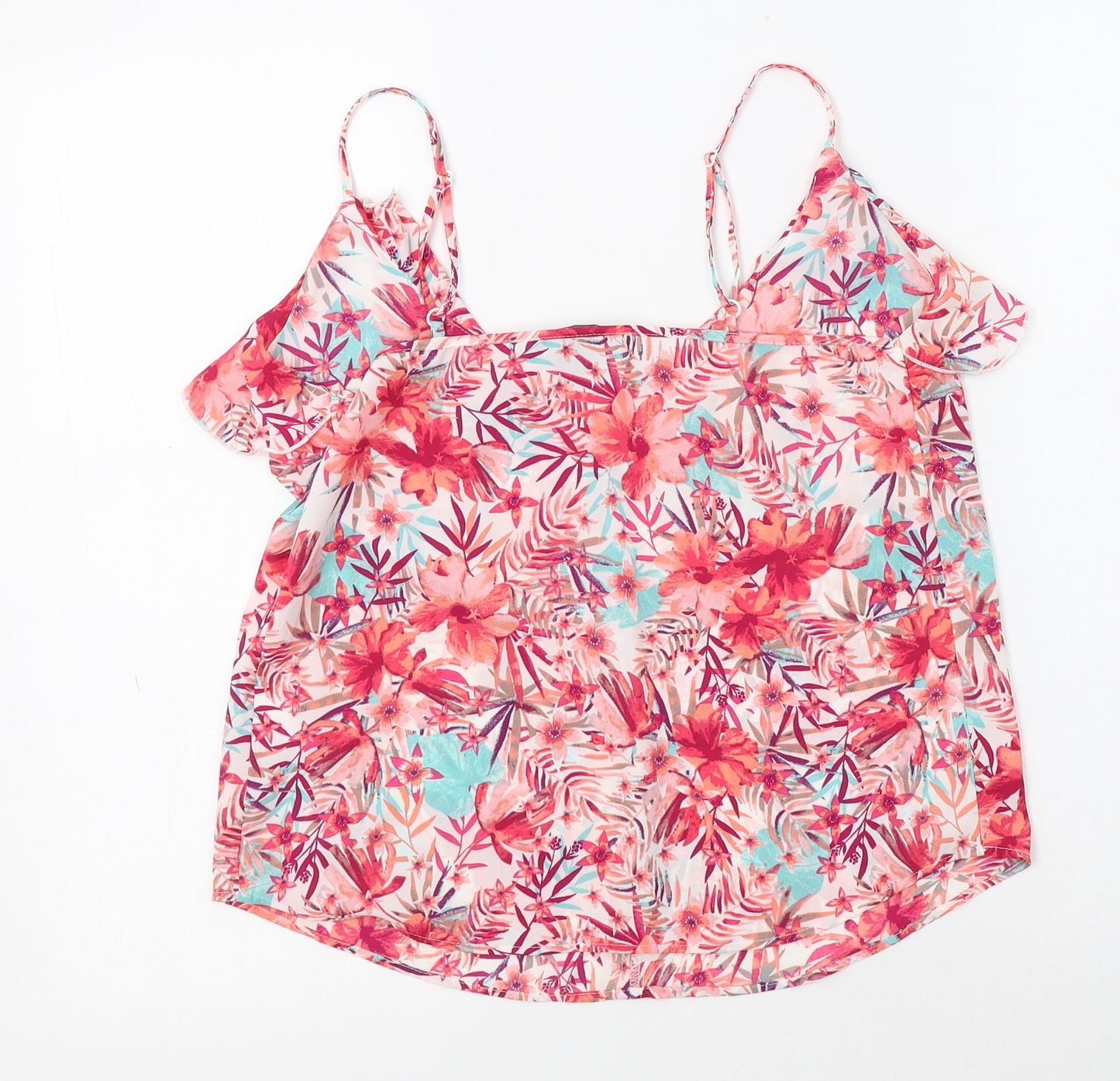 Primark Womens Multicoloured Floral Polyester Camisole Blouse Size 8 Round Neck