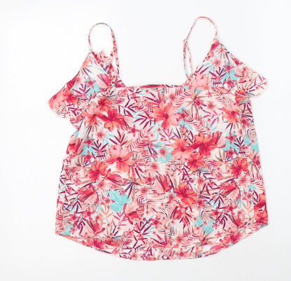 Primark Womens Multicoloured Floral Polyester Camisole Blouse Size 8 Round Neck