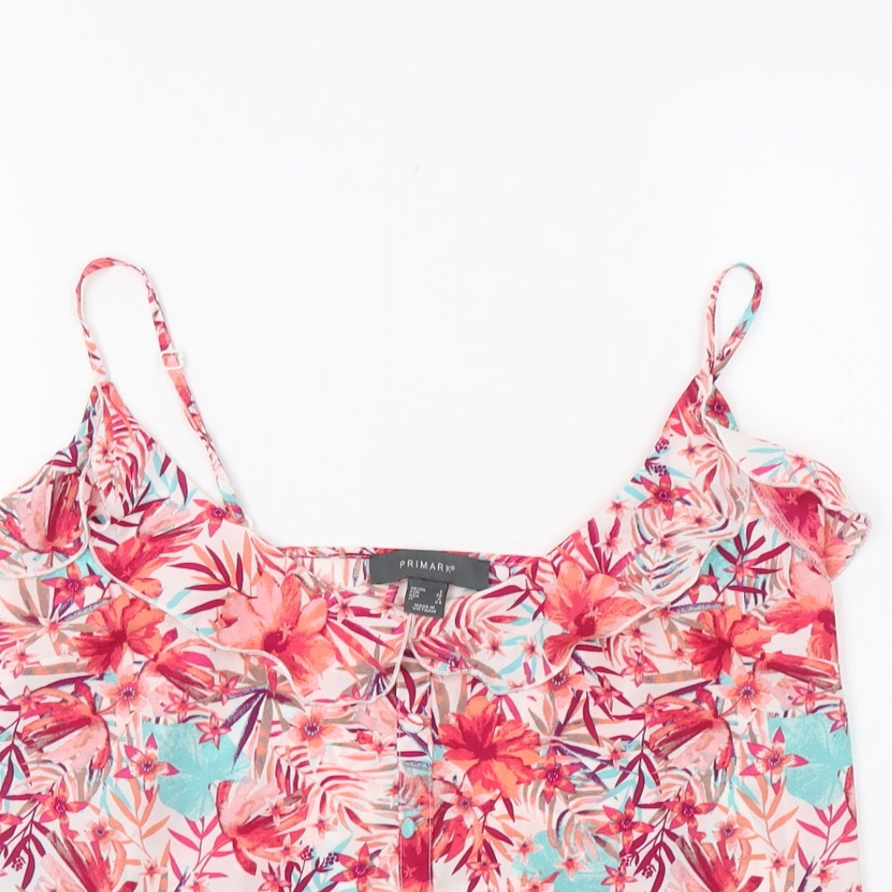 Primark Womens Multicoloured Floral Polyester Camisole Blouse Size 8 Round Neck