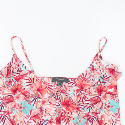 Primark Womens Multicoloured Floral Polyester Camisole Blouse Size 8 Round Neck