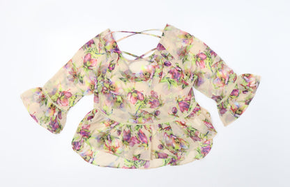 Womens UK Size 8 PRETTYLITTLETHING Beige Basic Blouse