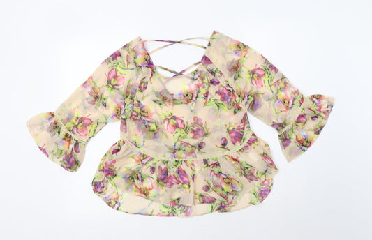 Womens UK Size 8 PRETTYLITTLETHING Beige Basic Blouse