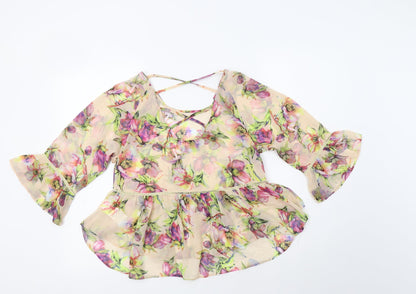 Womens UK Size 8 PRETTYLITTLETHING Beige Basic Blouse