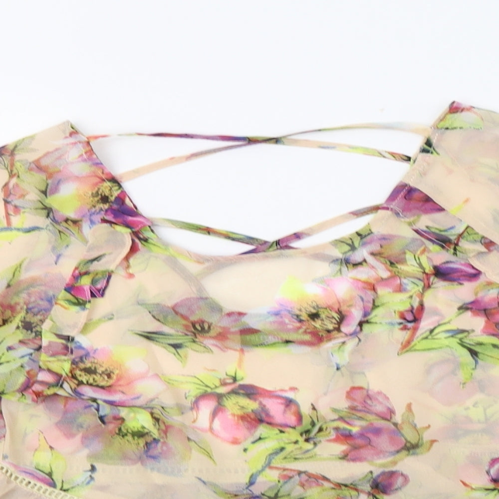 Womens UK Size 8 PRETTYLITTLETHING Beige Basic Blouse