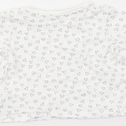 George Baby White Geometric Cotton Basic Blouse Size 0-3 Months Crew Neck Snap