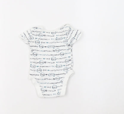 George Baby White Geometric Cotton Romper One-Piece Size 0-3 Months  Snap