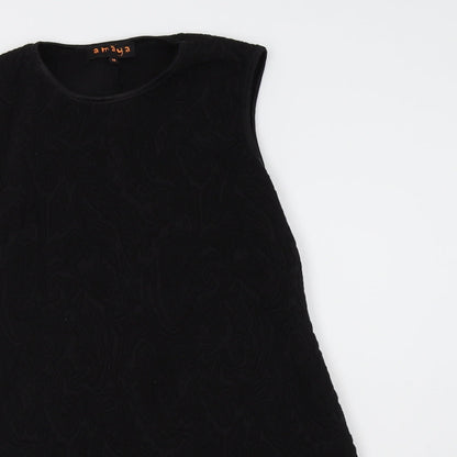 Amaya Womens Black Paisley  A-Line  Size 14  Round Neck